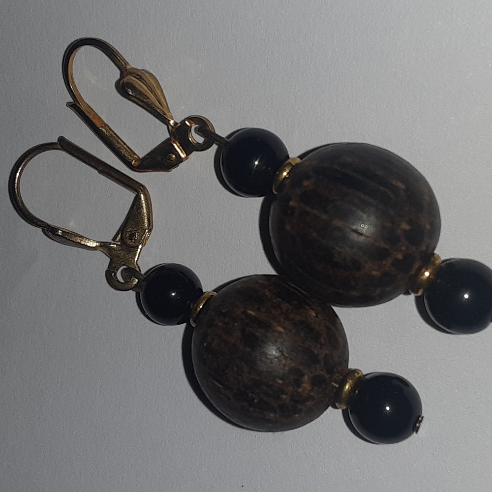 Bohemian style colors brown and gold dangle earrings